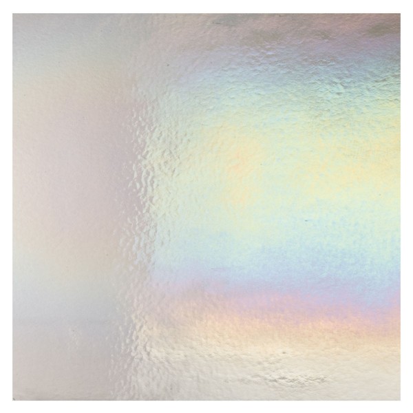 Bullseye Light Silver Gray - Transparent - Rainbow Iridescent - 3mm - Fusible Glass Sheets