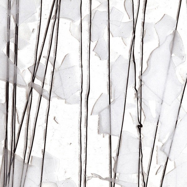 Bullseye White & Black Streamers on Clear Base - Collage - 3mm - Single Rolled - Fusible Glass Sheets