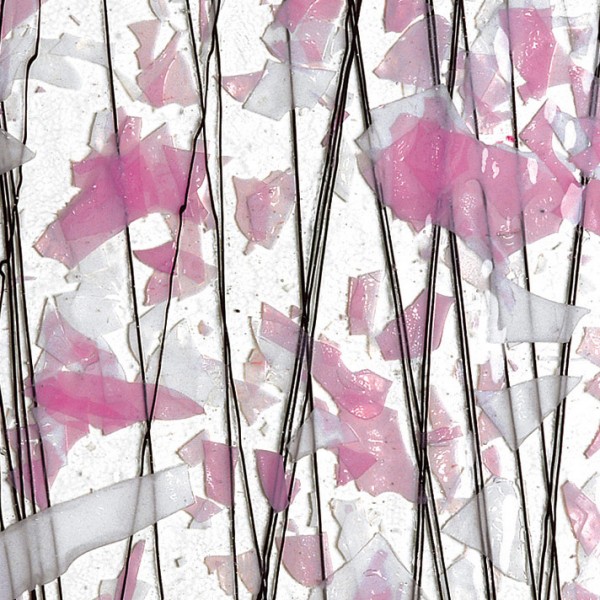 Bullseye Light Pink & White on Clear Base - Collage - 3mm - Single Rolled - Fusible Glass Sheets