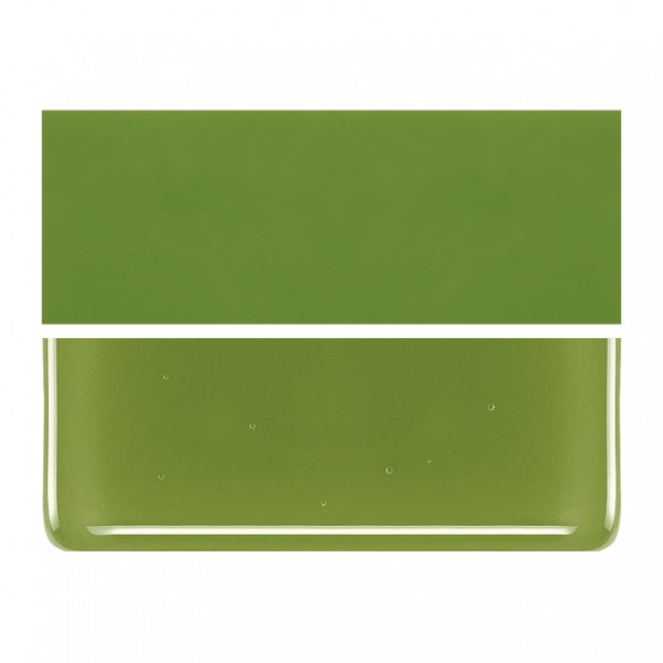 Bullseye Pea Pod Green - Opalescent - 2mm - Thin Rolled - Fusible Glass Sheets