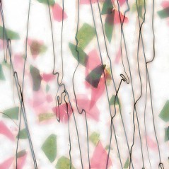 Bullseye Spring Green & Deep Pink on Lacy White Base - Collage - 3mm - Single Rolled - Fusible Glass Sheets