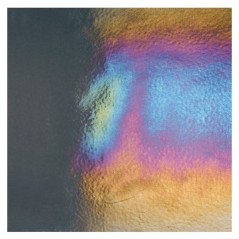 Bullseye Charcoal Gray - Transparent - Rainbow Iridescent - 3mm - Fusible Glass Sheets